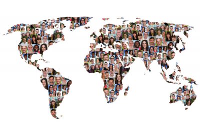 Sticker  Monde terre carte du monde les hommes gens intégration du groupe multiculturalisme