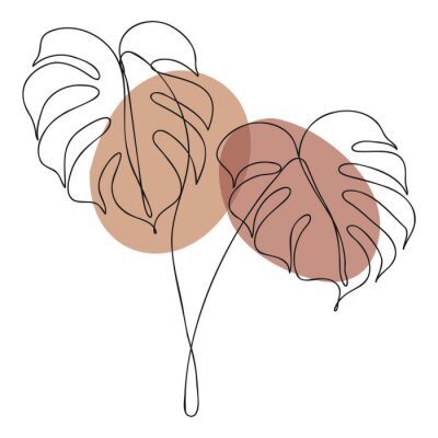 Sticker  Monstera boho line art