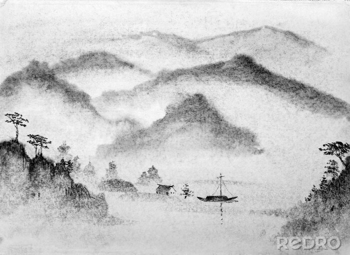 Sticker  Montagnes de la peinture chinoise et de l'eau