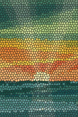 Sticker  Mosaïque avec lever de soleil sur la mer