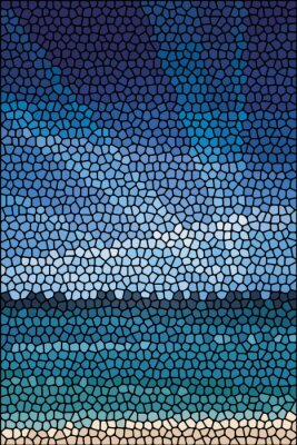 Sticker  Mosaïque avec panorama sur la mer