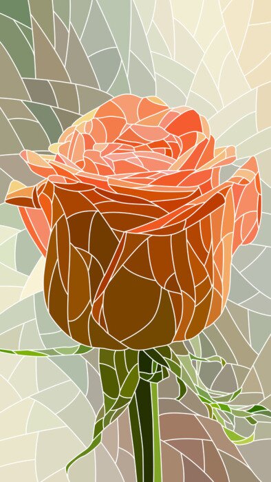 Sticker  Mosaïque avec un bouquet de roses rouges