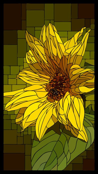 Sticker  Mosaïque avec un tournesol en fleurs