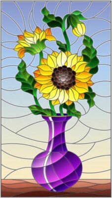 Sticker  Mosaïque avec une fleur dans un vase