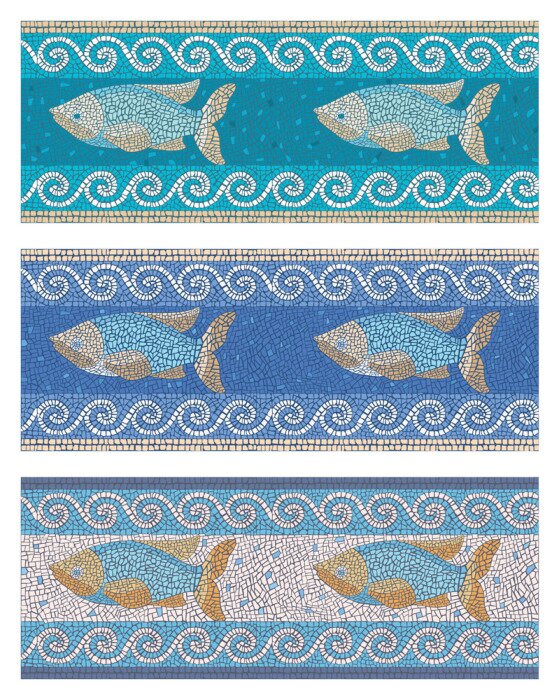 Sticker  Mosaïques antiques avec des poissons