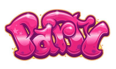 Sticker  Mot de fête dans le style graffiti