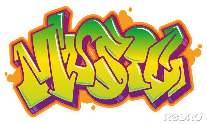 Sticker  Mot de la musique au style graffiti
