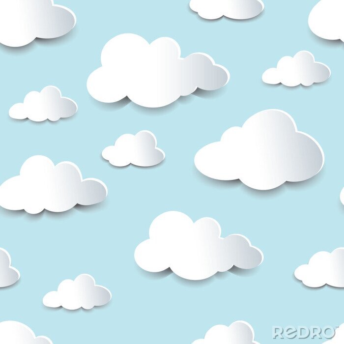 Sticker  Motif 3D avec des nuages blancs