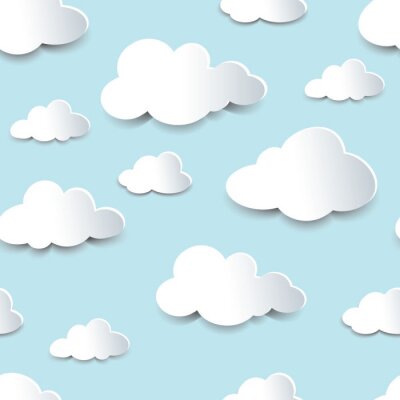Sticker  Motif 3D avec des nuages blancs
