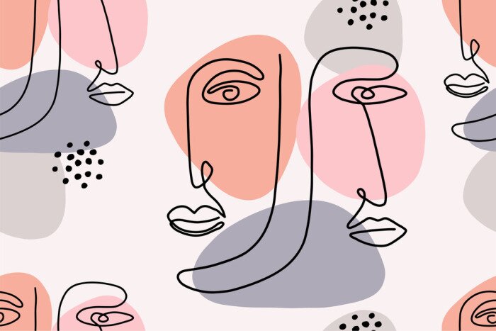 Sticker  Motif abstrait avec des visages