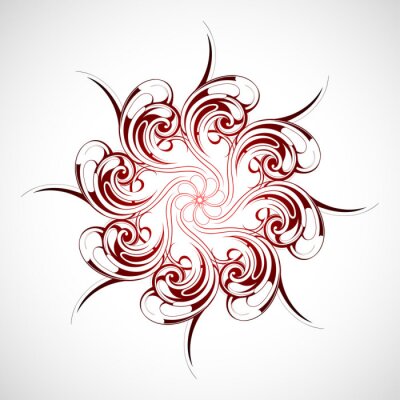 Motif abstrait de soleil rouge et noir