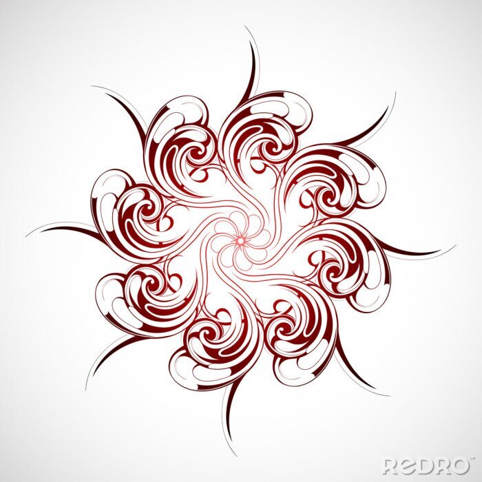 Sticker  Motif abstrait de soleil rouge et noir