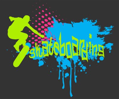 Sticker  Motif abstrait et skateboard