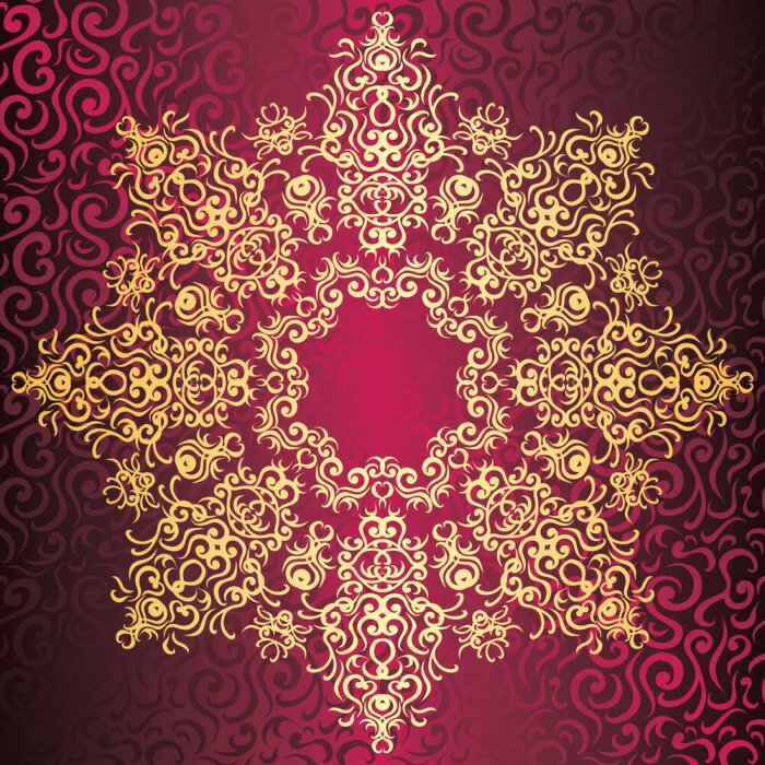 Sticker  Motif asiatique sur fond rouge