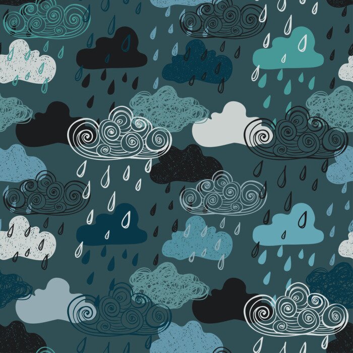 Sticker  Motif avec des nuages de pluie
