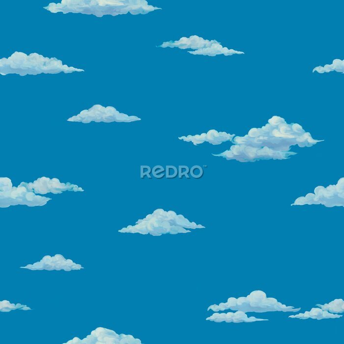 Sticker  Motif avec des nuages sur un fond bleu