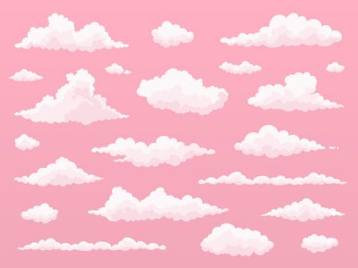 Sticker  Motif avec des nuages sur un fond rose