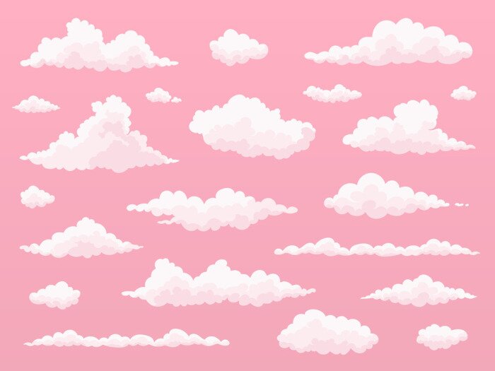 Sticker  Motif avec des nuages sur un fond rose