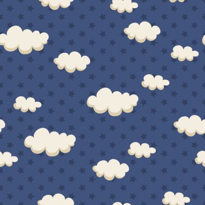 Sticker  Motif avec nuages et étoiles