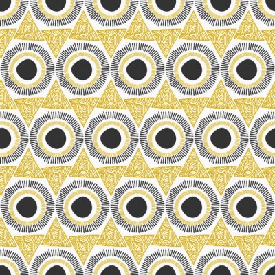 Motif aztèque avec des points, des cercles et des triangles