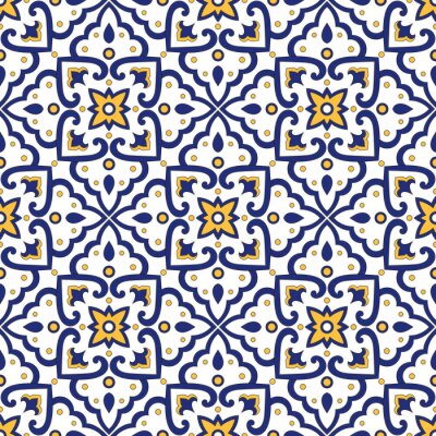 Sticker  Motif azulejo sur fond blanc