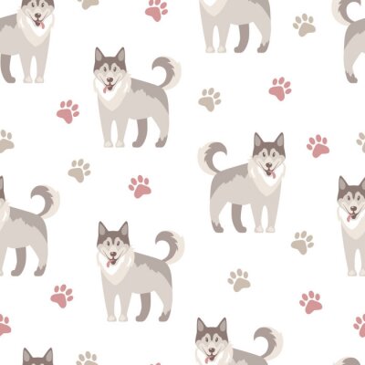 Motif beige de chien Husky