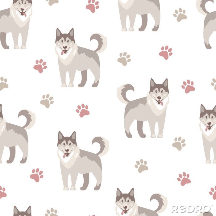 Sticker  Motif beige de chien Husky