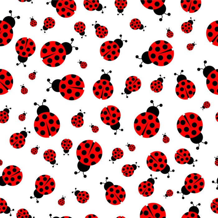 Sticker  Motif coccinelles rouges sur fond blanc