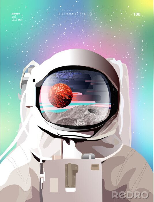 Sticker  Motif coloré avec un astronaute