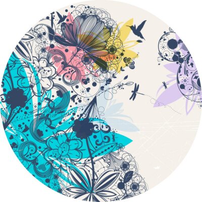 Sticker  Motif de fleurs en cercle