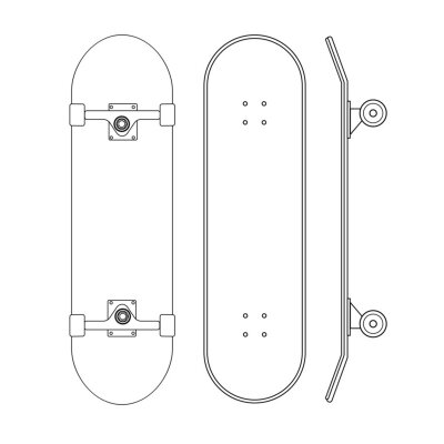 Sticker  Motif de skateboard sur fond blanc