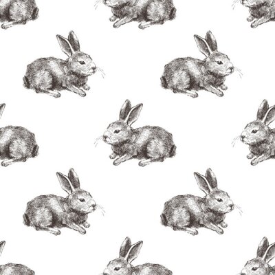 Sticker  Motif de style vintage avec des lapins