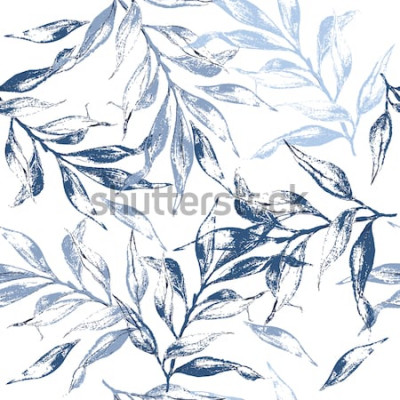 Sticker  Motif de texture des feuilles bleues. Aquarelle florale fondante. Motif sans couture peut être utilisé pour le papier peint, motifs de remplissage, fond de page web, textures de surface