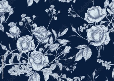 Motif floral classique sur fond sombre