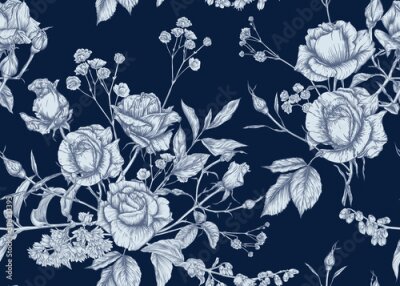 Sticker  Motif floral classique sur fond sombre