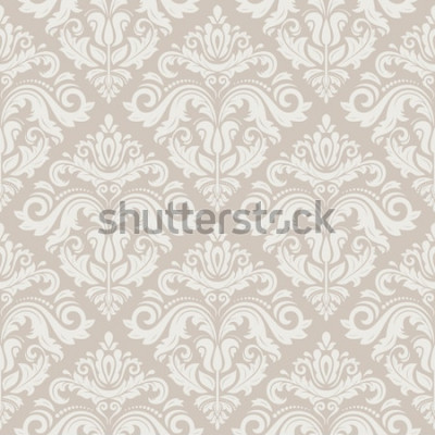 Sticker  Motif floral damassé de vecteur avec des éléments arabes arabes et roses. Ornement traditionnel abstrait sans soudure pour fonds d'écran et arrière-plans