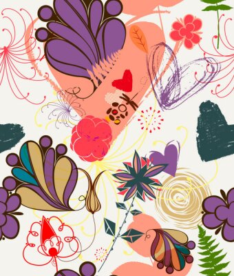 Sticker  Motif floral dans le style rétro