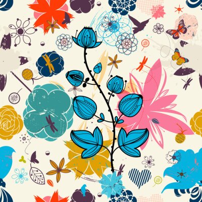 Sticker  Motif floral rétro