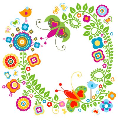 Sticker  Motif floristique coloré décoratif