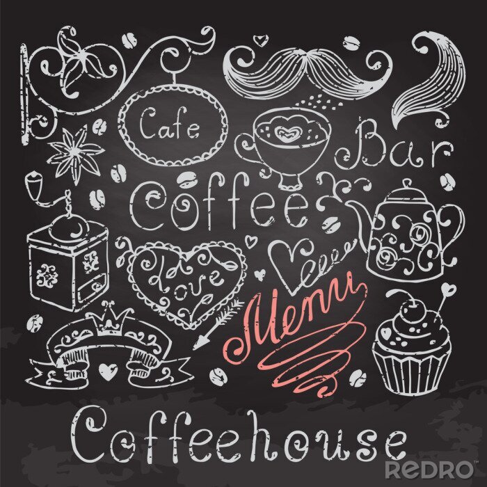 Sticker  Motif imitation d'un tableau noir avec du texte et des dessins