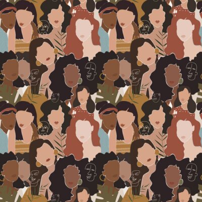 Sticker  Motif minimaliste de visages féminins