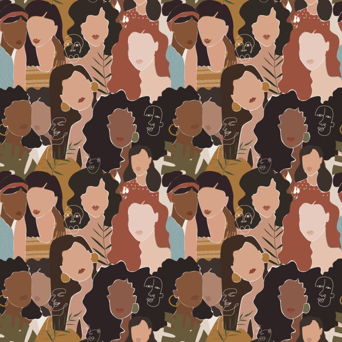 Sticker  Motif minimaliste de visages féminins