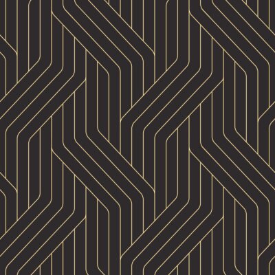 Papier peint à motif  Motif noir et doré de style art déco
