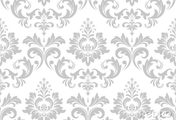 Sticker  Motif ornemental gris sur fond blanc