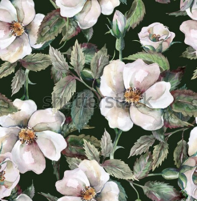 Sticker  Motif peint avec des fleurs blanches