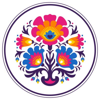 Poster  Motif rond à ornement folklorique