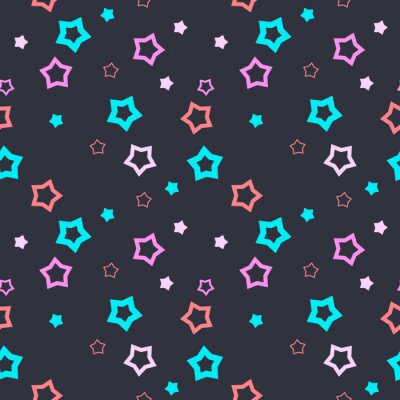 Sticker  Motif sans couture avec des étoiles remplies et vides sur fond gris foncé. Illustration vectorielle.