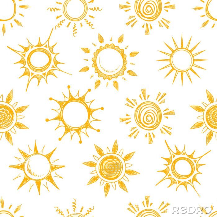 Sticker  motif soleil drôle d'été jaune seamless vecteur