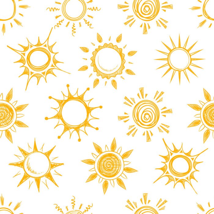 Sticker  motif soleil drôle d'été jaune seamless vecteur
