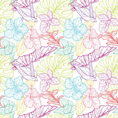 Motif tropical vectoriel coloré sans couture